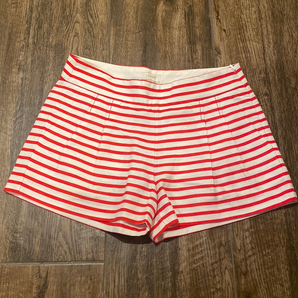 NWOT JCREW size 2 Striped Shorts Red/Cream